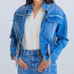 Karlie Denim Pocket Novelty Jacket In Blue Sz S